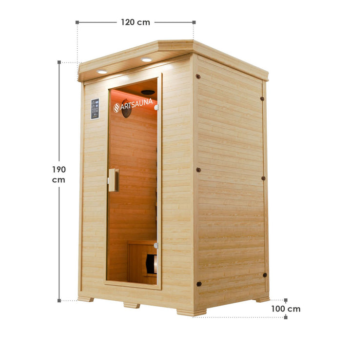 Infraroodcabine Oslo – 5 volspectrumstralers, hemlockhout