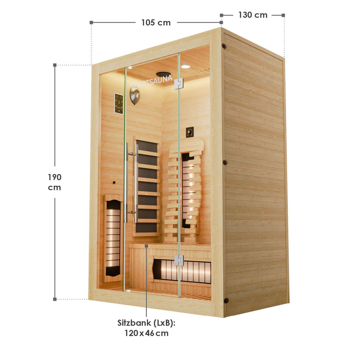 Infraroodcabine Kiruna 130 Premium – 2 personen, hemlockhout