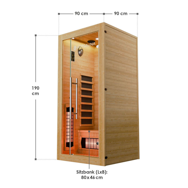 Infraroodcabine Kiruna 90 Premium – 1 persoon, hemlockhout