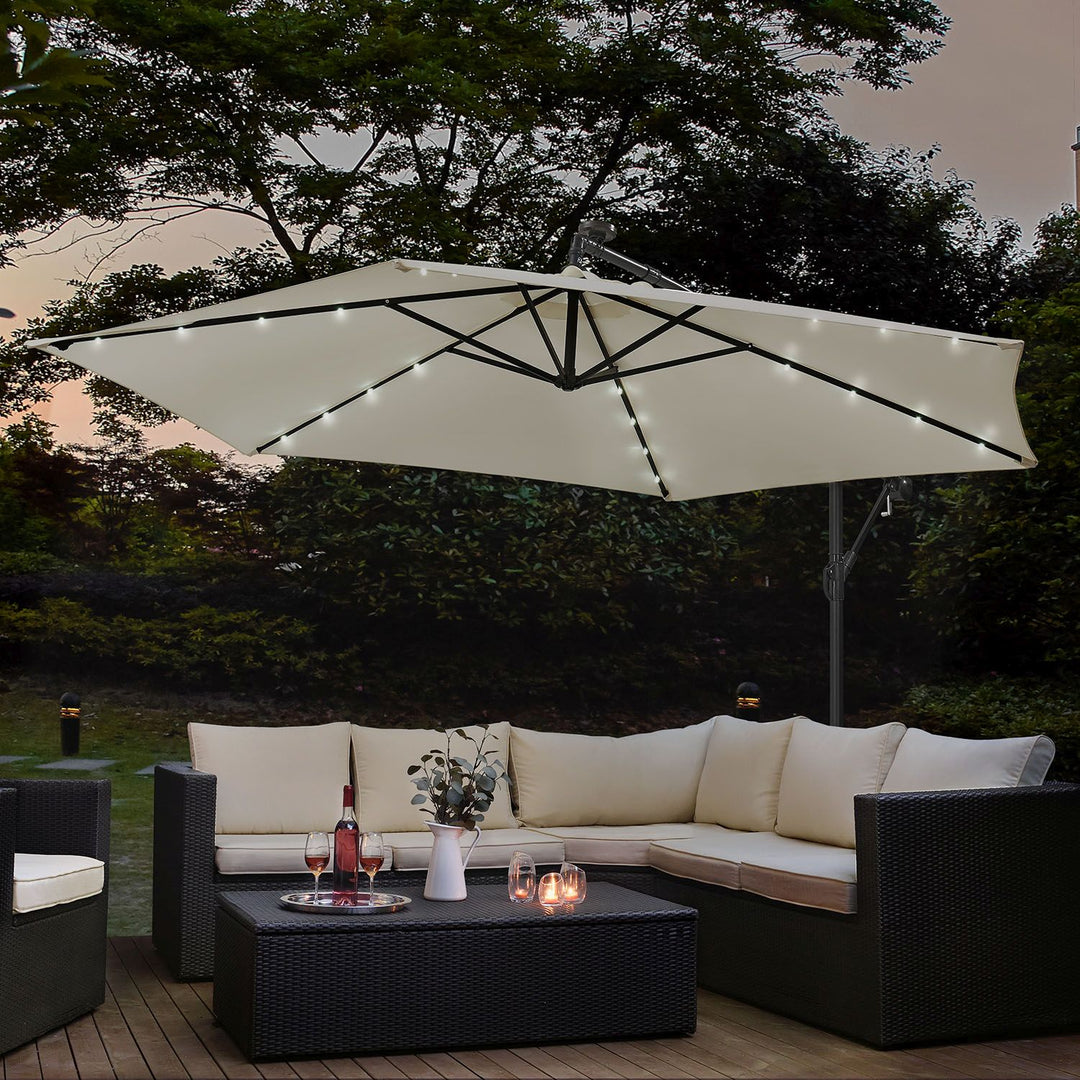 Grote zweefparasol met standaard